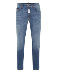 PHILIPP PLEIN Denim Trousers Super Straight Cut Sunset