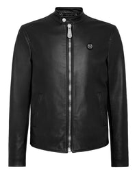 PHILIPP PLEIN Leather Moto Jacket black