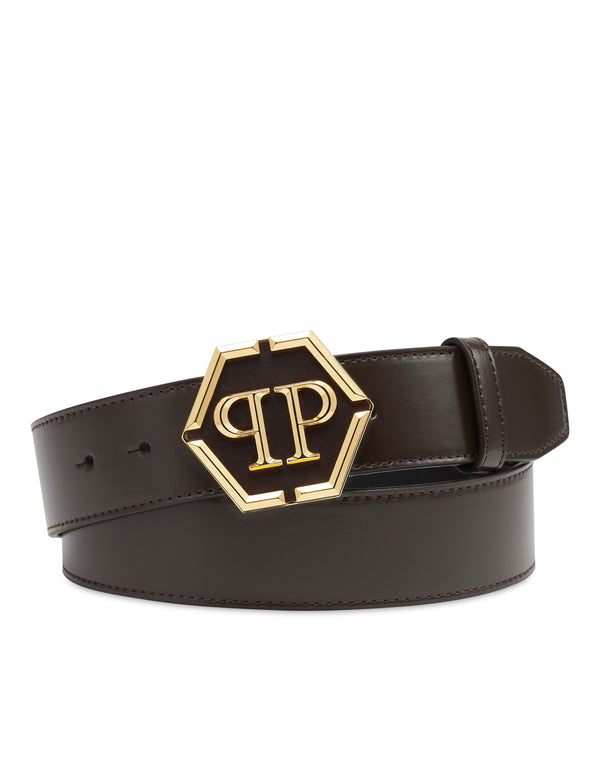 PHILIPP PLEIN Leather Belt Hexagon