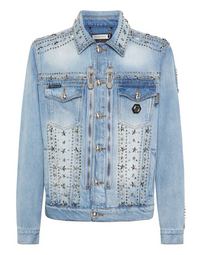 PHILIPP PLEIN Zipped Denim Jacket Studs