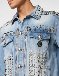 Philipp Plein｜Zipped Denim Jacket Studs 男款牛仔外套