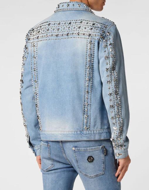 Philipp Plein｜Zipped Denim Jacket Studs 男款牛仔外套