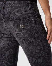 Philipp Plein｜Denim Trousers Skinny Fit Tattoo 男款牛仔褲