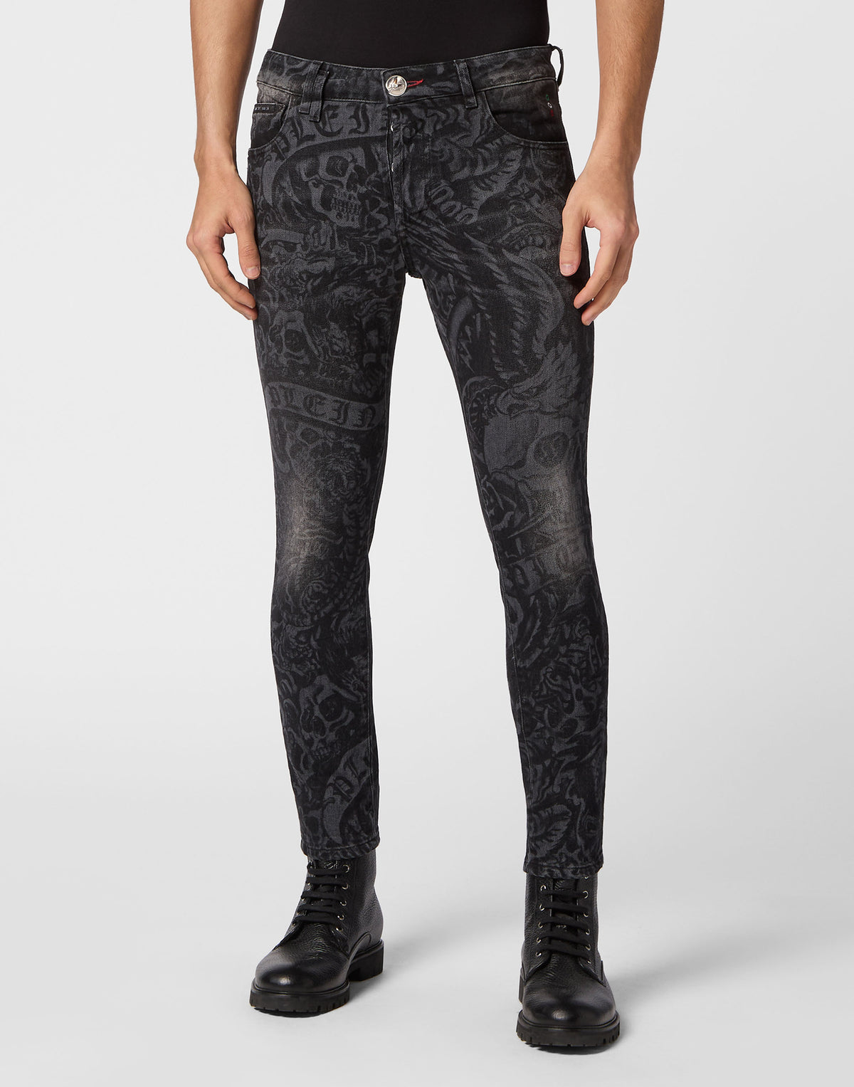 Philipp Plein｜Denim Trousers Skinny Fit Tattoo 男款牛仔褲