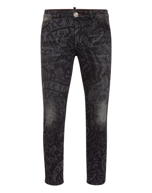 PHILIPP PLEIN Denim Trousers Skinny Fit Tattoo