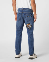 Philipp Plein｜Denim Trousers Super Straight Cut Tattoo 男款牛仔褲