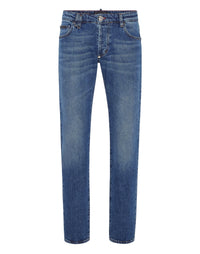 PHILIPP PLEIN Denim Trousers Super Straight Cut Tattoo