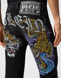 Philipp Plein｜Denim Trousers Super Straight Cut Tattoo 男款牛仔褲