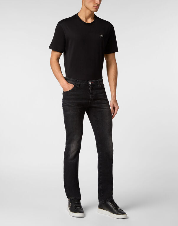 Philipp Plein｜Denim Trousers Super Straight Cut Tattoo 男款牛仔褲
