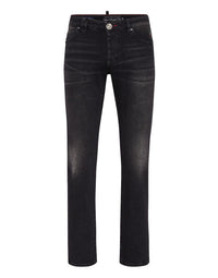 PHILIPP PLEIN Denim Trousers Super Straight Cut Tattoo