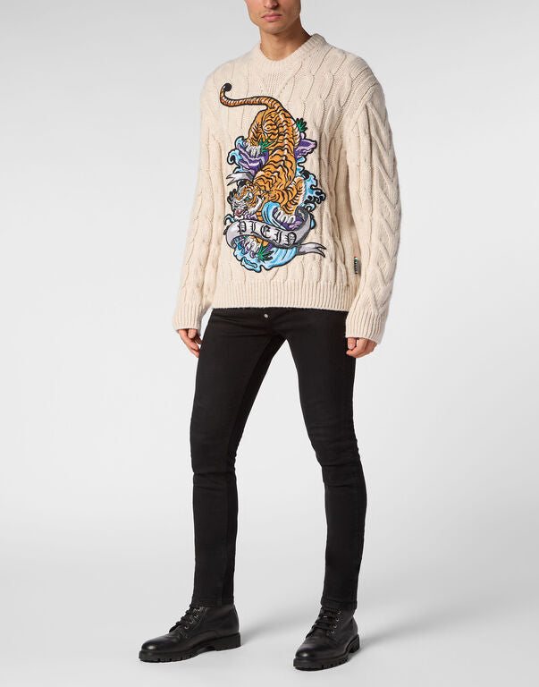 Philipp Plein｜Wool Blend Roundneck Tattoo 男款針織毛衣