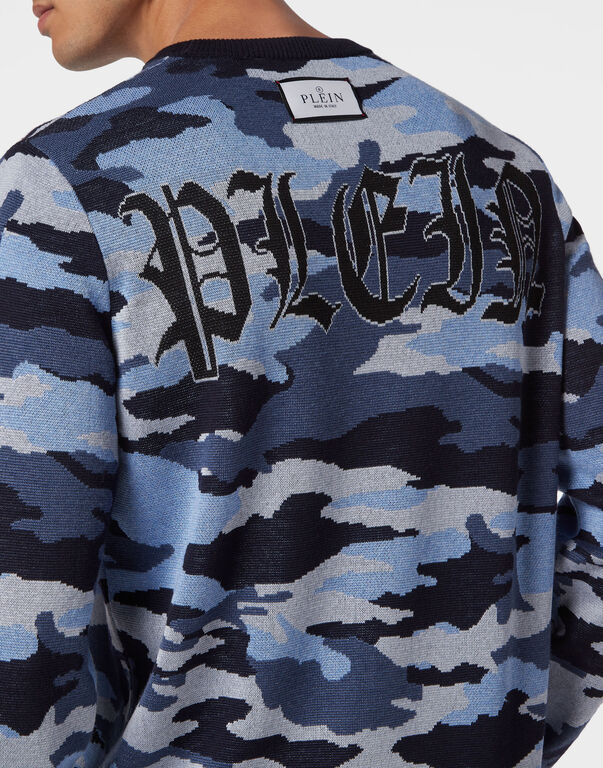 Philipp Plein｜Merino Wool Pullover Round Neck LS Camouflage 男款針織衫