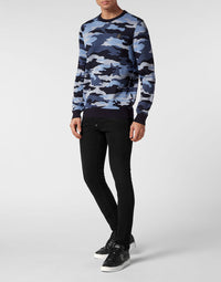 Philipp Plein｜Merino Wool Pullover Round Neck LS Camouflage 男款針織衫