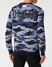Philipp Plein｜Merino Wool Pullover Round Neck LS Camouflage 男款針織衫