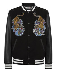 PHILIPP PLEIN College Bomber with Woolen cloth base with stones Tattoo