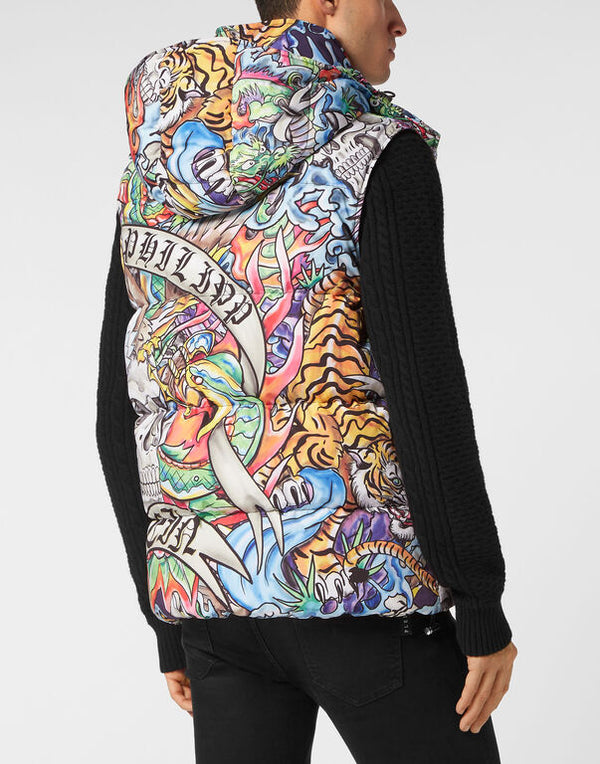 Philipp Plein｜Nylon Down Jacket Vest Tattoo 男款外套