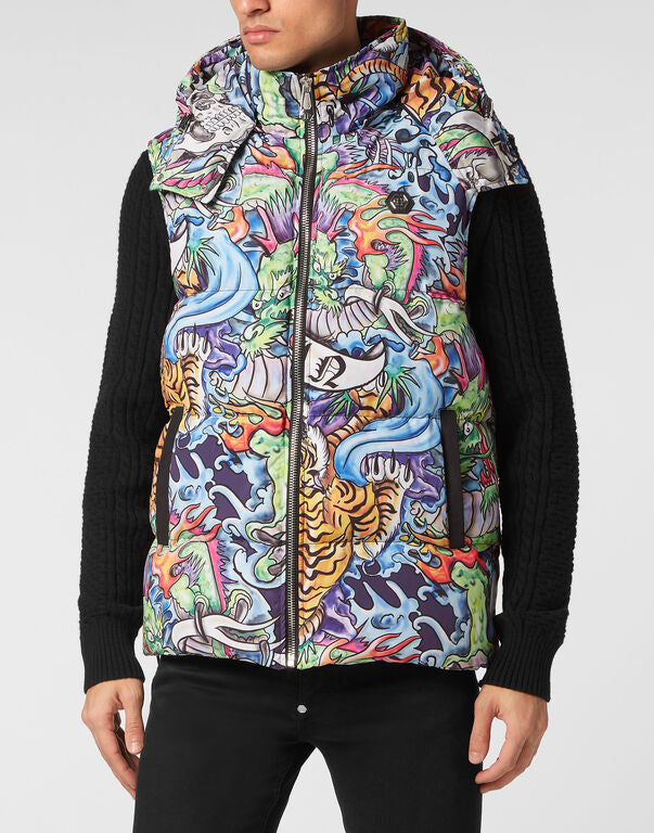 Philipp Plein｜Nylon Down Jacket Vest Tattoo 男款外套