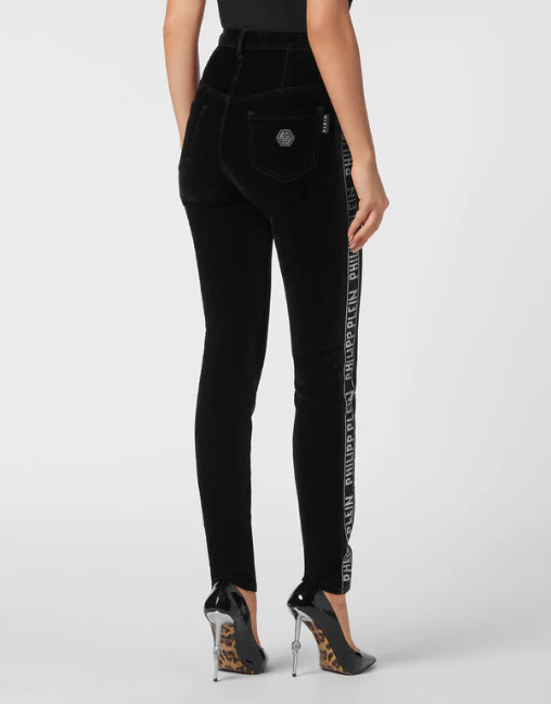 Philipp Plein｜Super High Waist Jegging Crystal Plein 女款牛仔緊身褲