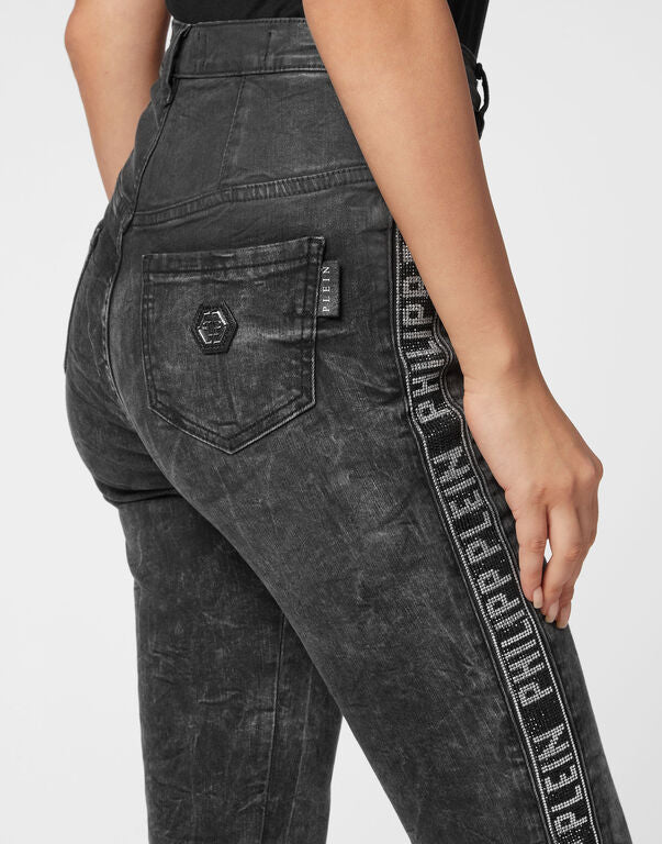 Philipp Plein｜Super High Waist Jegging Crystal Plein 女款牛仔緊身褲