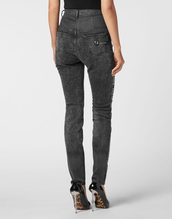Philipp Plein｜Super High Waist Jegging Crystal Plein 女款牛仔緊身褲