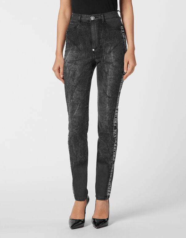 Philipp Plein｜Super High Waist Jegging Crystal Plein 女款牛仔緊身褲