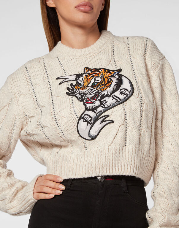 Philipp Plein｜Wool Blend Pullover Round Neck LS Tattoo 女款針織衫