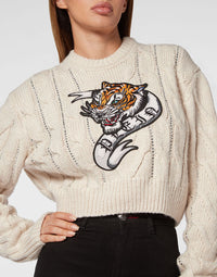 Philipp Plein｜Wool Blend Pullover Round Neck LS Tattoo 女款針織衫