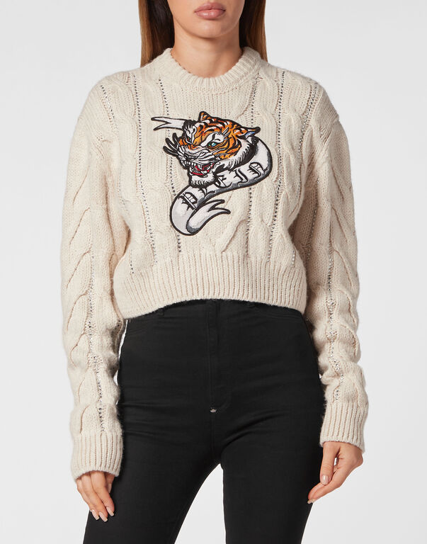 Philipp Plein｜Wool Blend Pullover Round Neck LS Tattoo 女款針織衫