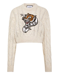 PHILIPP PLEIN Wool Blend Pullover Round Neck LS Tattoo