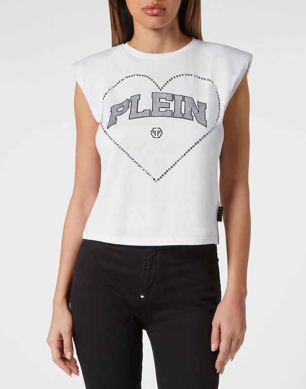 Philipp Plein｜Strass Tank top Heart 女款上衣
