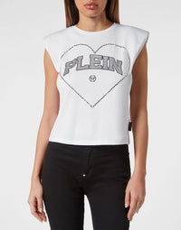 Philipp Plein｜Strass Tank top Heart 女款上衣