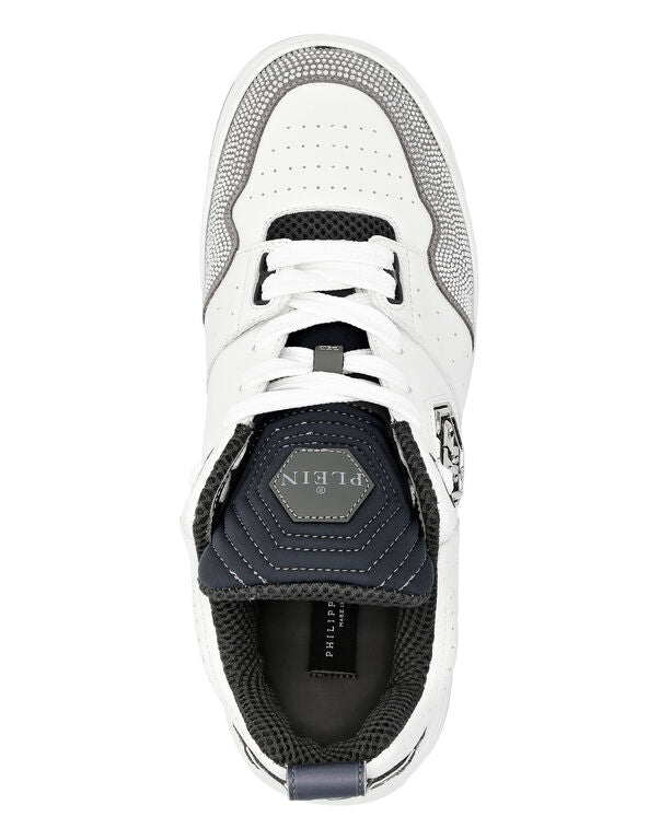 Philipp Plein｜Mix Leather Lo-Top Sneakers Crystal 男款運動鞋