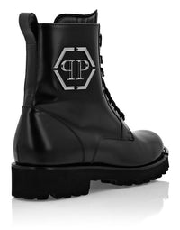 Philipp Plein｜Leather Printed Boots Flat High 女款靴子