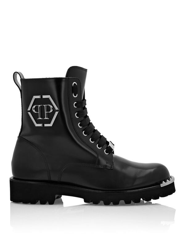 Philipp Plein｜Leather Printed Boots Flat High 女款靴子