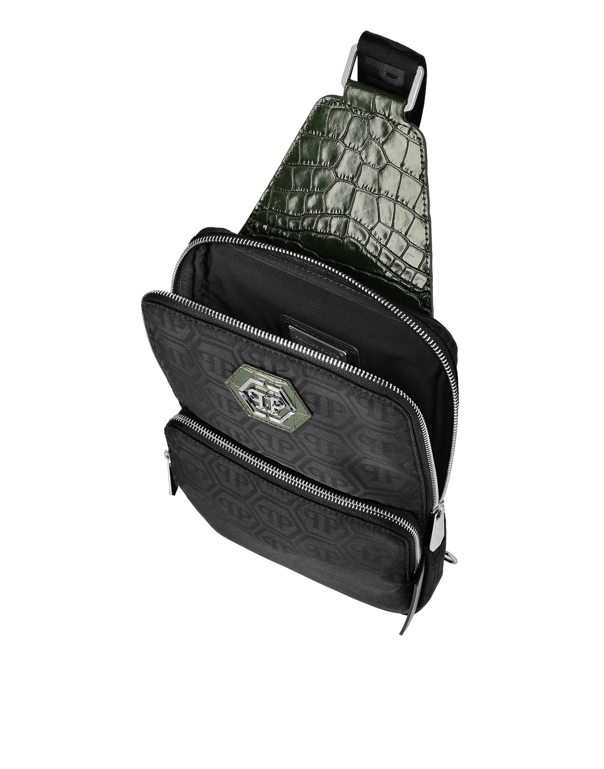 Philipp Plein｜Nylon and Leather Cross-Body Monogram 側背包