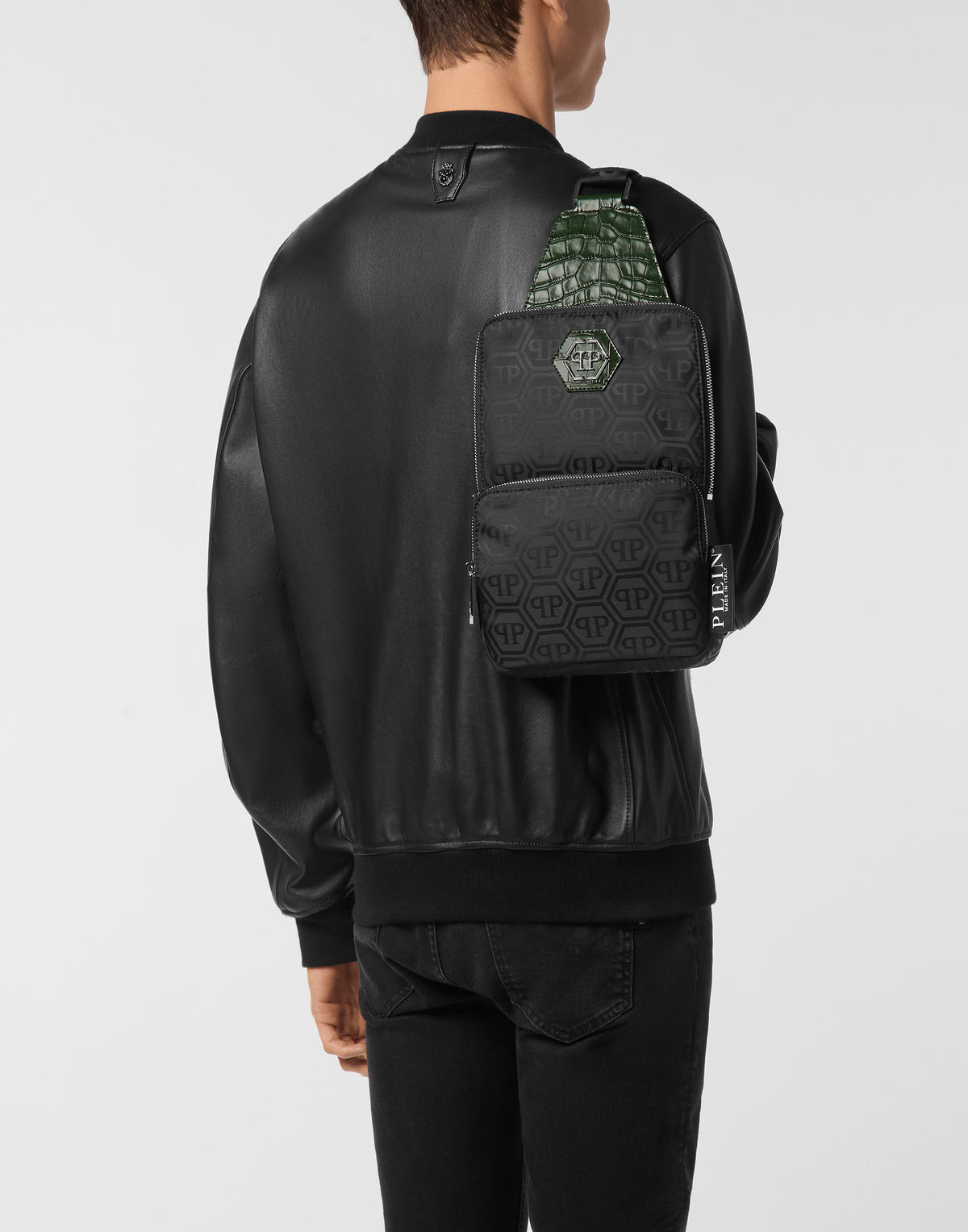 Philipp Plein｜Nylon and Leather Cross-Body Monogram 側背包
