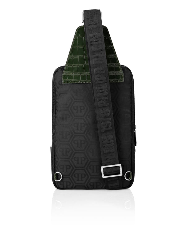 Philipp Plein｜Nylon and Leather Cross-Body Monogram 側背包
