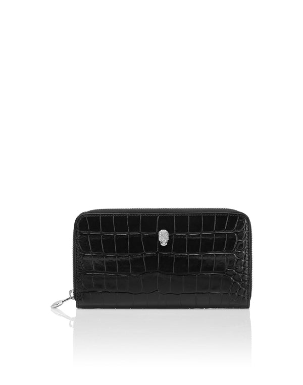 PHILIPP PLEIN Rounded Zip Wallet Cocco