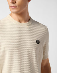 Philipp Plein｜Knited Round Neck T-Shirt Wool Silk Blend 男款T恤
