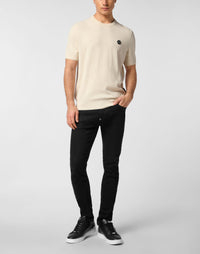 Philipp Plein｜Knited Round Neck T-Shirt Wool Silk Blend 男款T恤