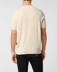Philipp Plein｜Knited Round Neck T-Shirt Wool Silk Blend 男款T恤