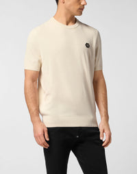 Philipp Plein｜Knited Round Neck T-Shirt Wool Silk Blend 男款T恤