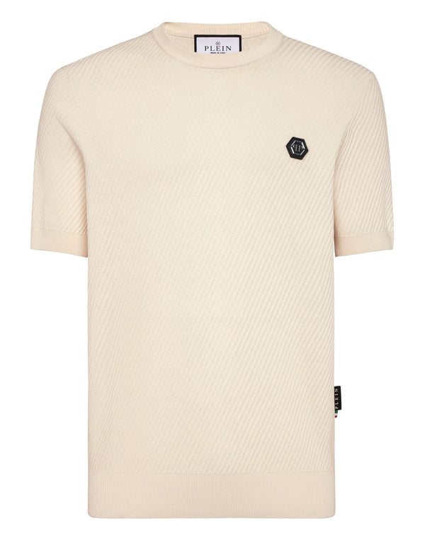 PHILIPP PLEIN Knited Round Neck T-Shirt Wool Silk Blend