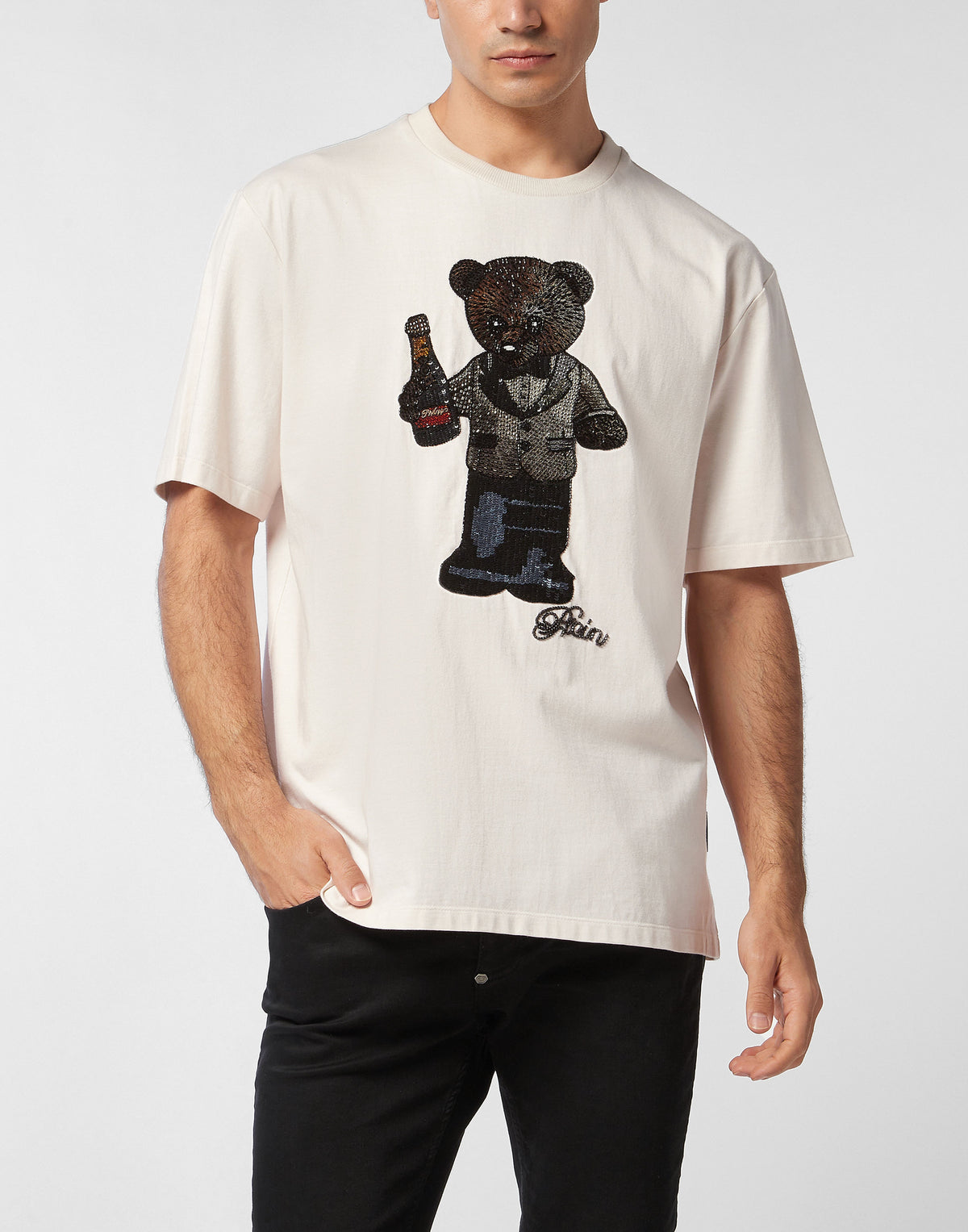 Philipp Plein｜Round Neck T-Shirt Teddy Crystal 男款T恤