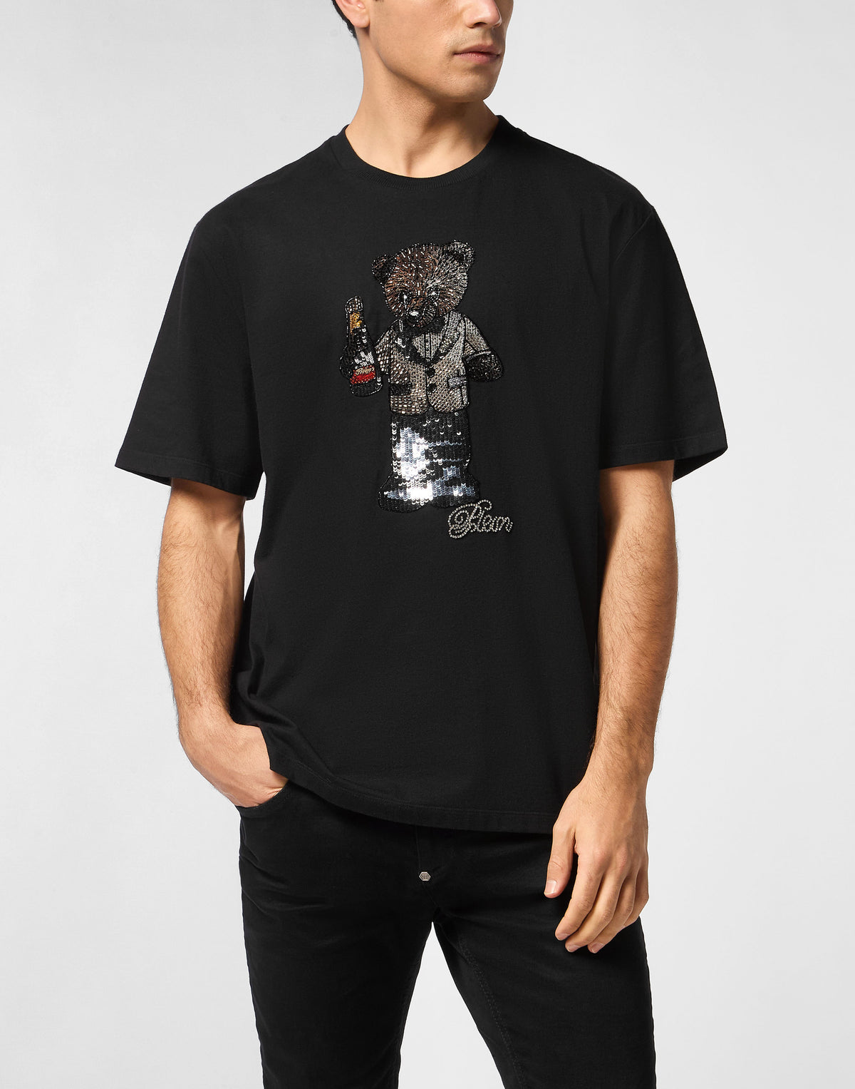 Philipp Plein｜Round Neck T-Shirt Teddy Crystal 男款T恤