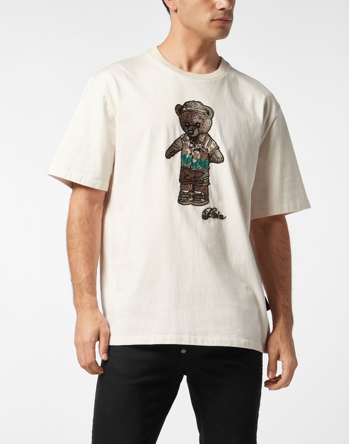 Philipp Plein｜Crystal Round Neck T-Shirt Teddy Bear 男款T恤