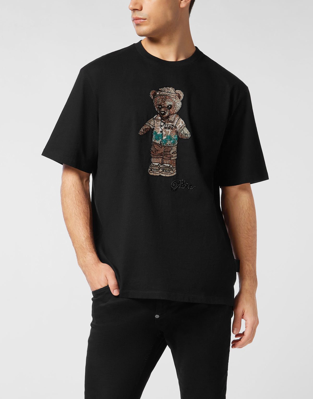 Philipp Plein｜Crystal Round Neck T-Shirt Teddy Bear 男款T恤