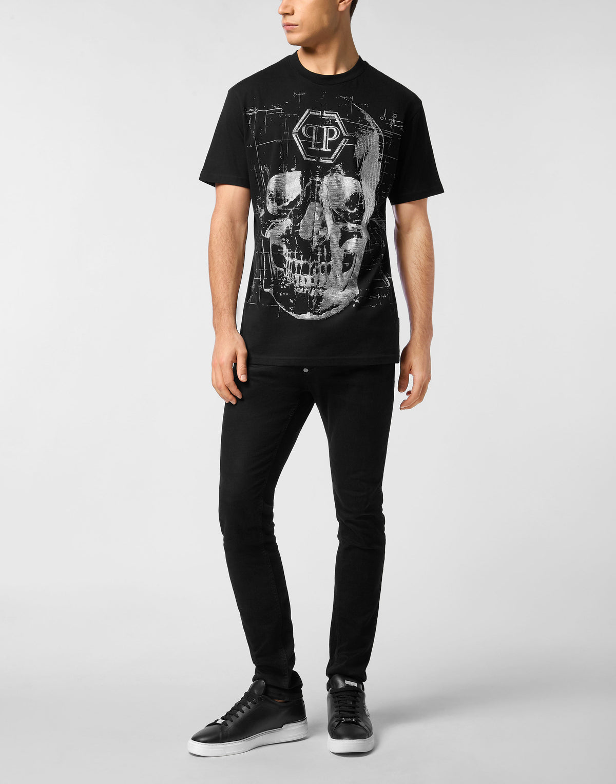 Philipp Plein｜Round Neck T-Shirt Skull Strass 男款T恤