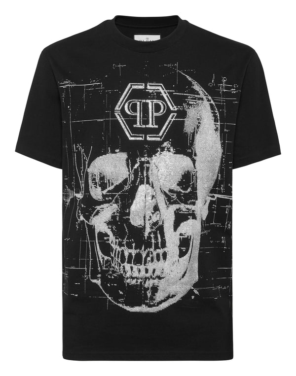 PHILIPP PLEIN Round Neck T-Shirt Skull Strass