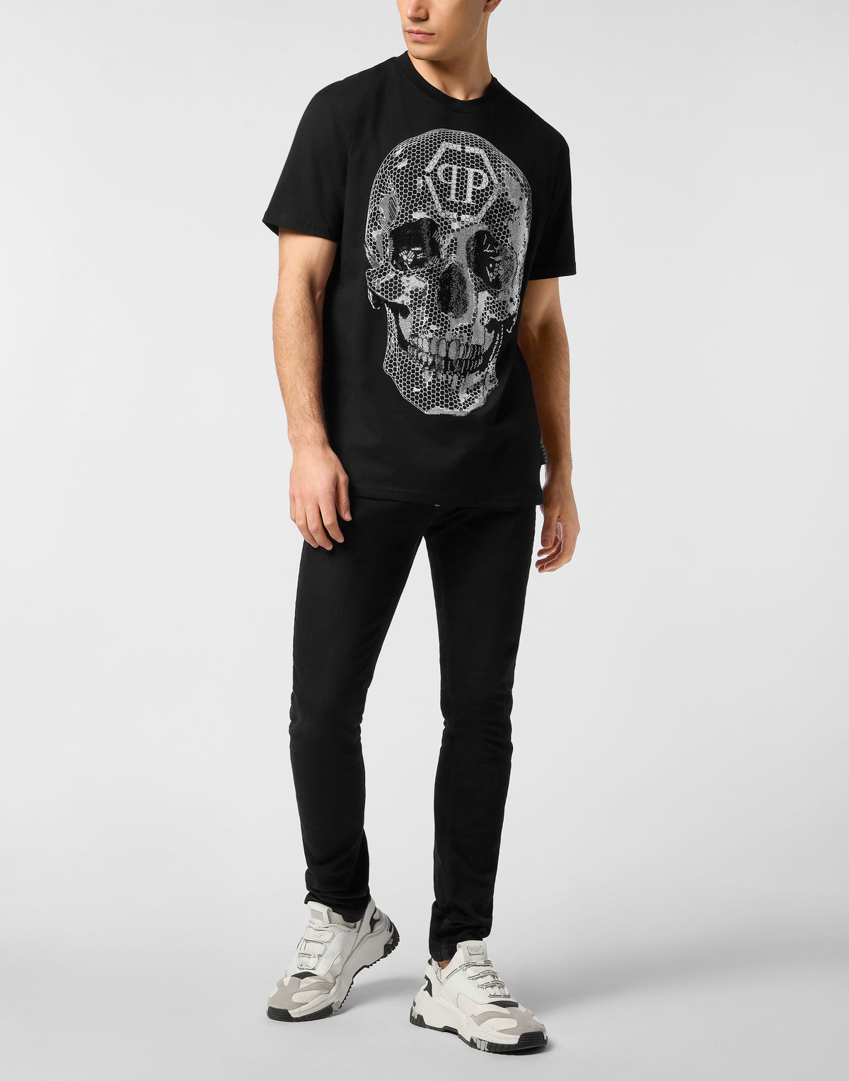 Philipp Plein｜Round Neck T-Shirt Skull Strass 男款T恤